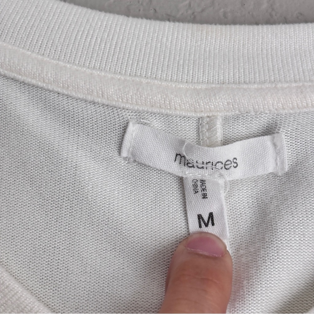Maurices ivory Long sleeves knit Sleeves V-neck Blouse women’s M - Picture 6 of 10